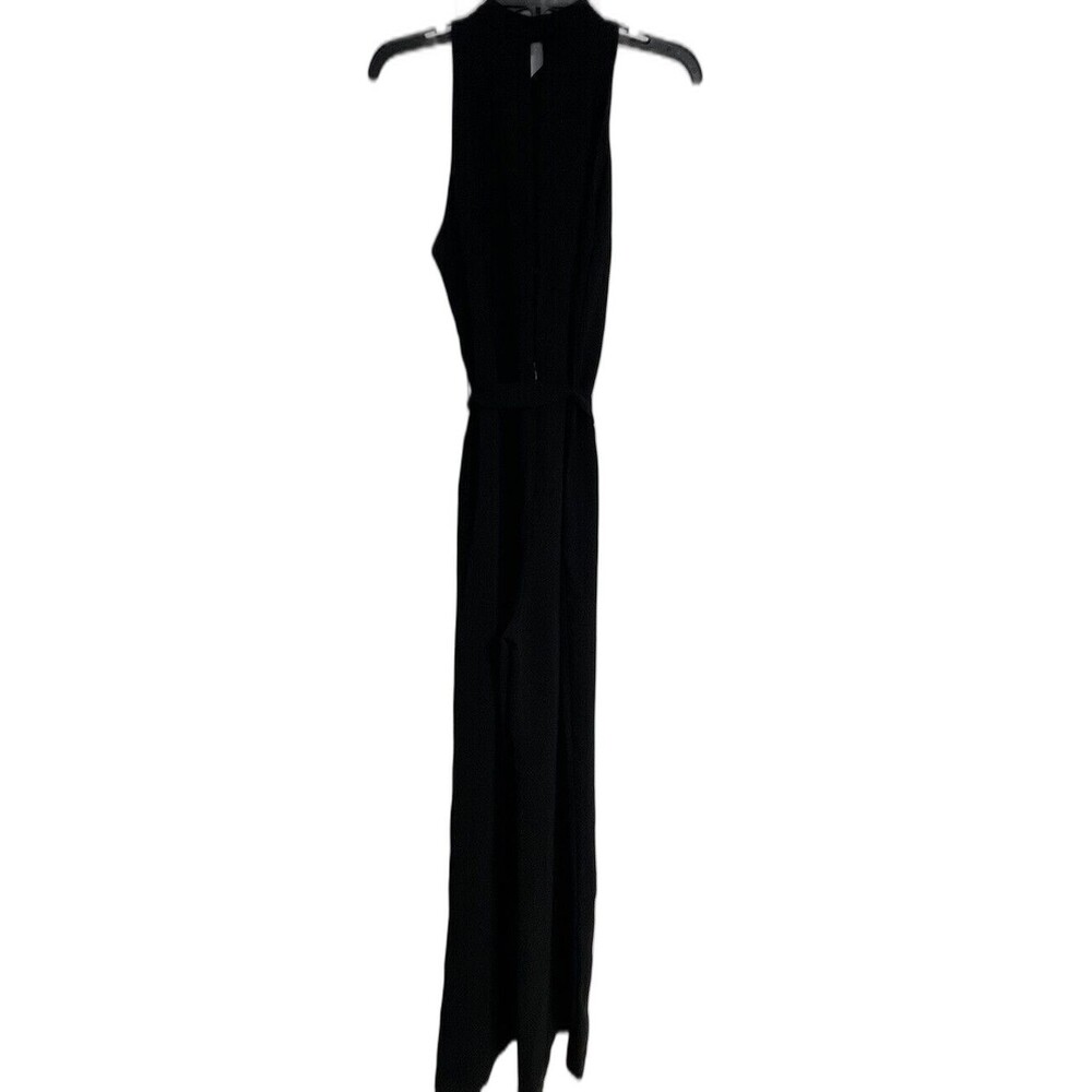 ZARA Basic Women's Sleeveless Wide Leg Jumpsuit Black Size Medium High Neck - Picture 2 of 5